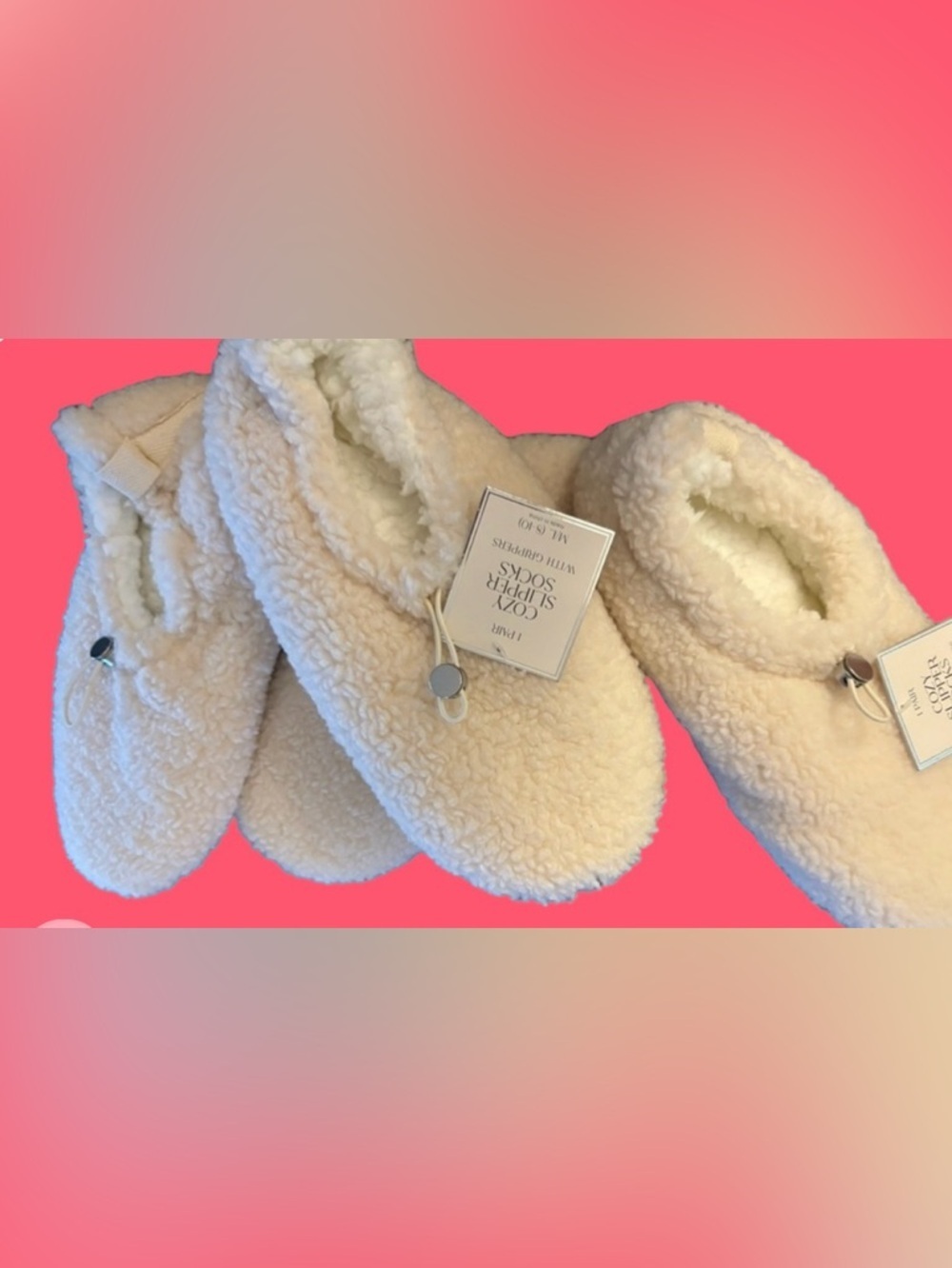 NWT-8-10 Cozy Cream Fleece Slippers
Comfortable fuzzy toggle Tie 
Loungewear